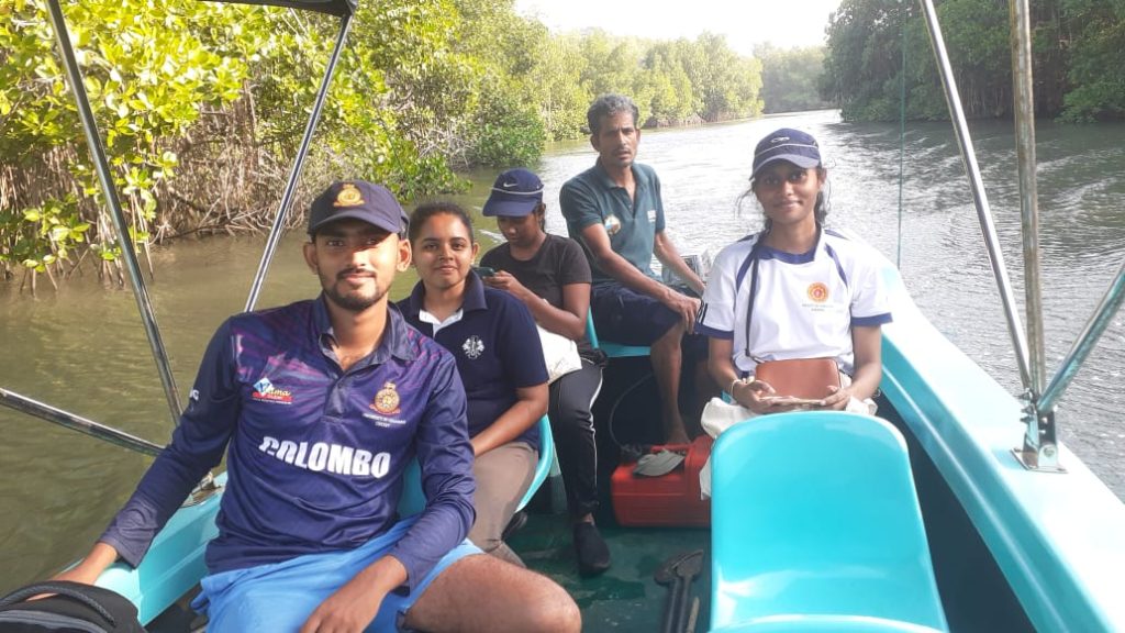 University of Colombo undergraduates conducting research at the Lanka Mangrove Museum.