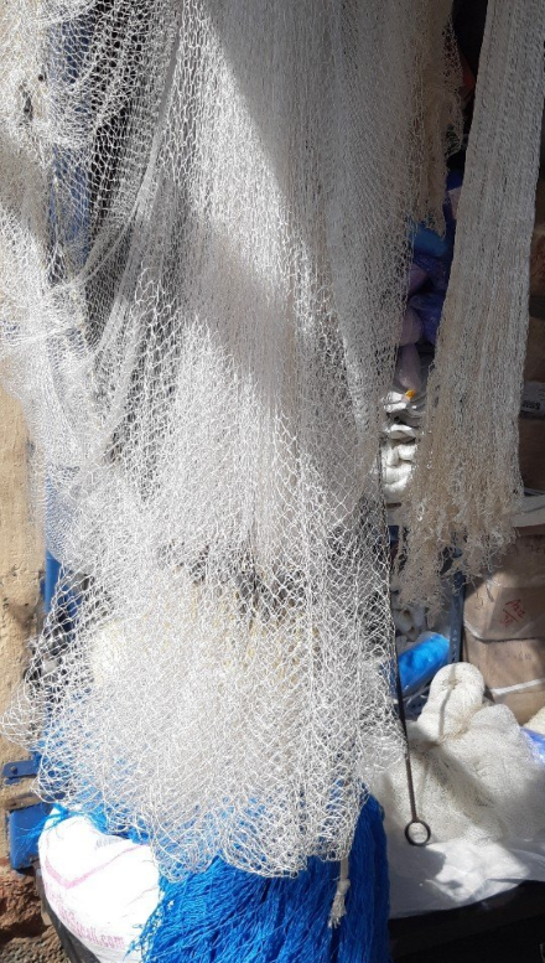 The fishing gear known as the cast net derives its name from its method of operation, as the fisherman throws the circular net over the water by holding it evenly with both hands. Once the net is cast, it spreads out in a circular shape and sinks rapidly, trapping fish or shrimp beneath it. A weighted line attached around the edge of the net helps it close as it is retrieved, preventing the catch from escaping. This traditional fishing method requires considerable skill and experience to ensure that the net opens fully and lands accurately over the target area.